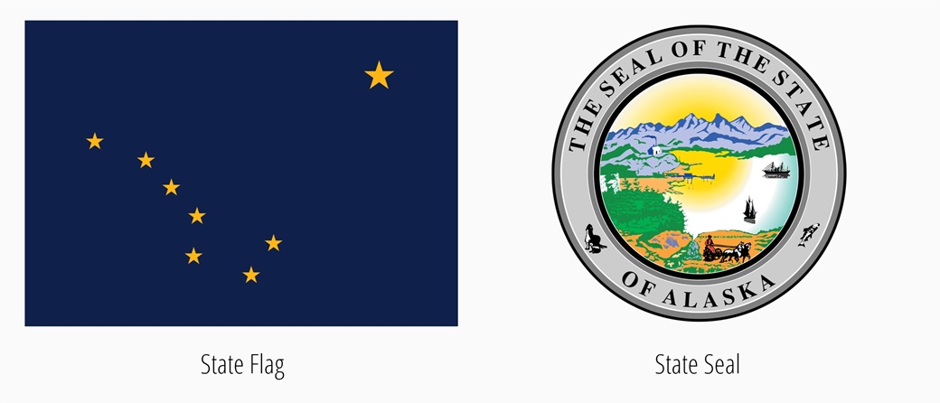 Alaskas flag | Alaskas statsemblem